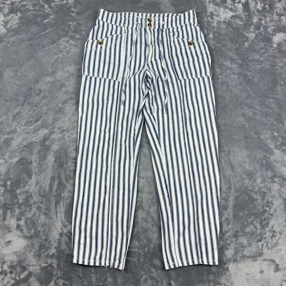 American Eagle Pants Womens Size 8 Reg Coastal Striped Drawstring Waist Nautical - Picture 1 of 13